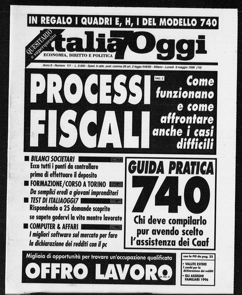 Italia oggi : quotidiano di economia finanza e politica